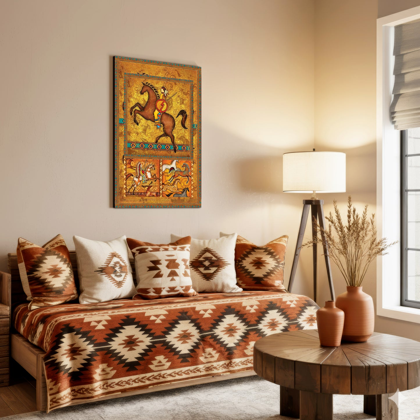 The Orange Native American Horse Poster/Canvas