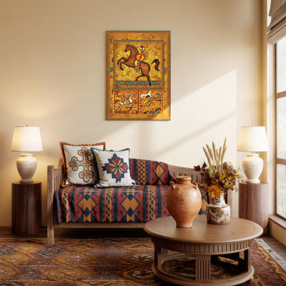 The Orange Native American Horse Poster/Canvas