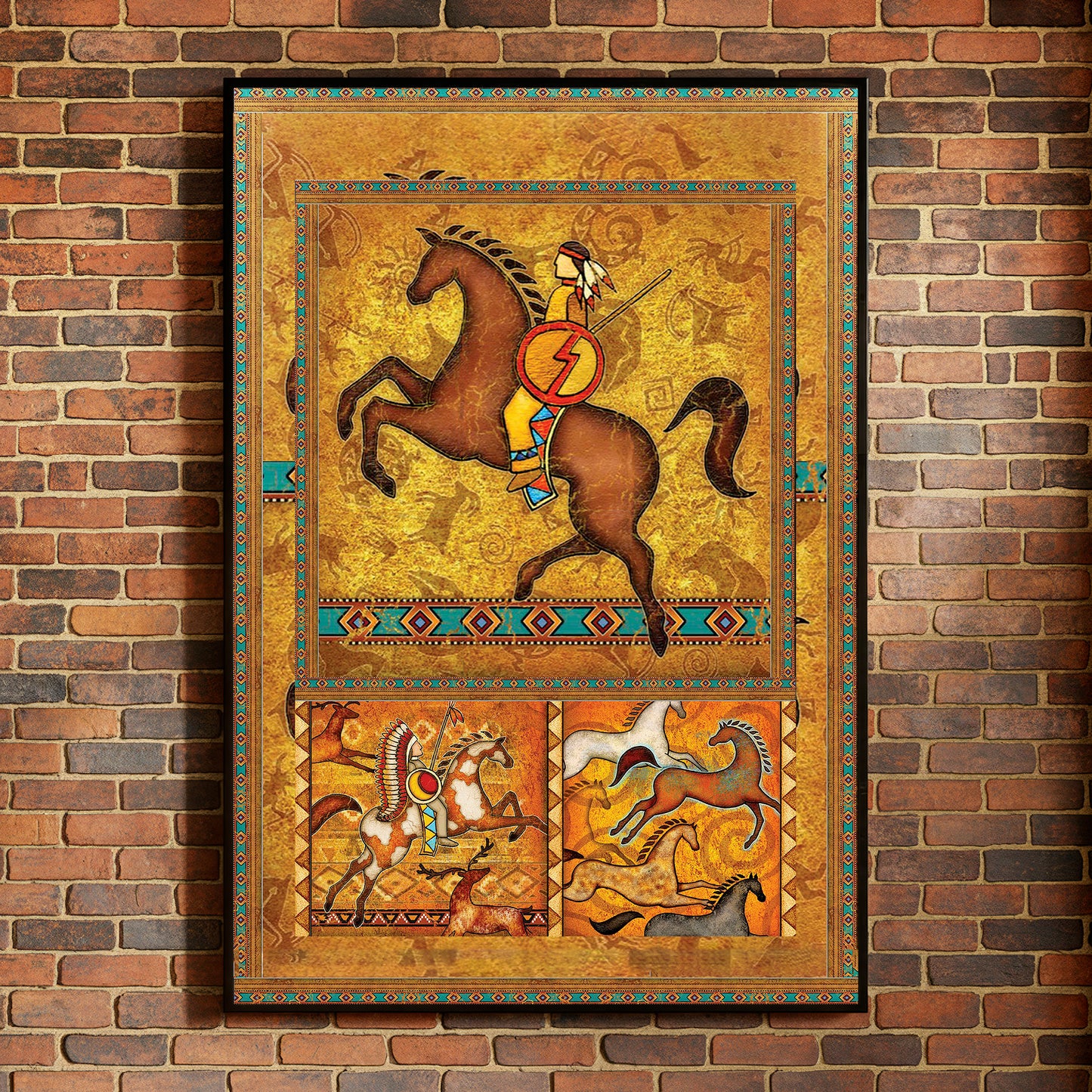 The Orange Native American Horse Poster/Canvas