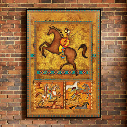 The Orange Native American Horse Poster/Canvas