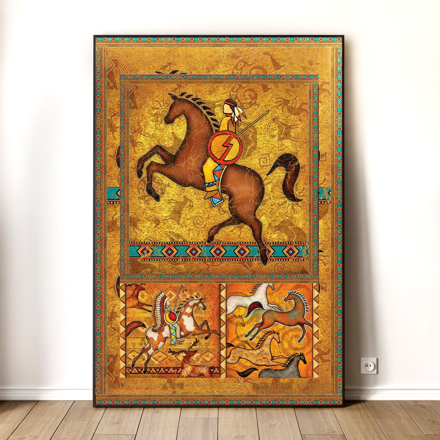 The Orange Native American Horse Poster/Canvas
