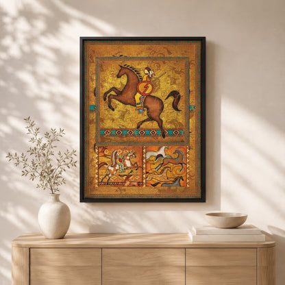 The Orange Native American Horse Poster/Canvas