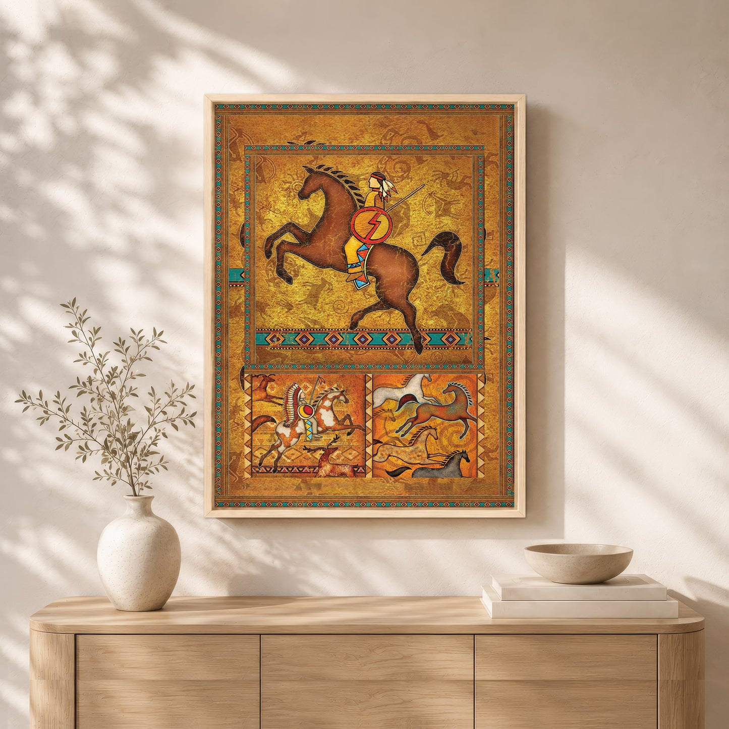 The Orange Native American Horse Poster/Canvas