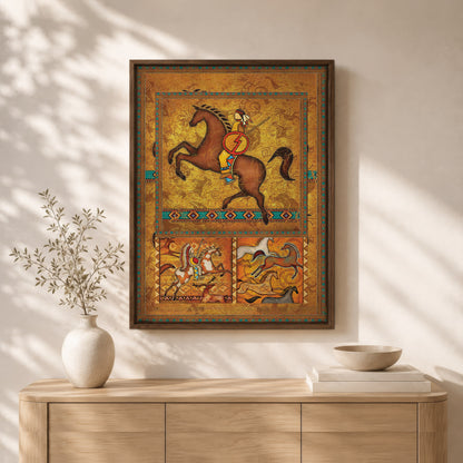 The Orange Native American Horse Poster/Canvas