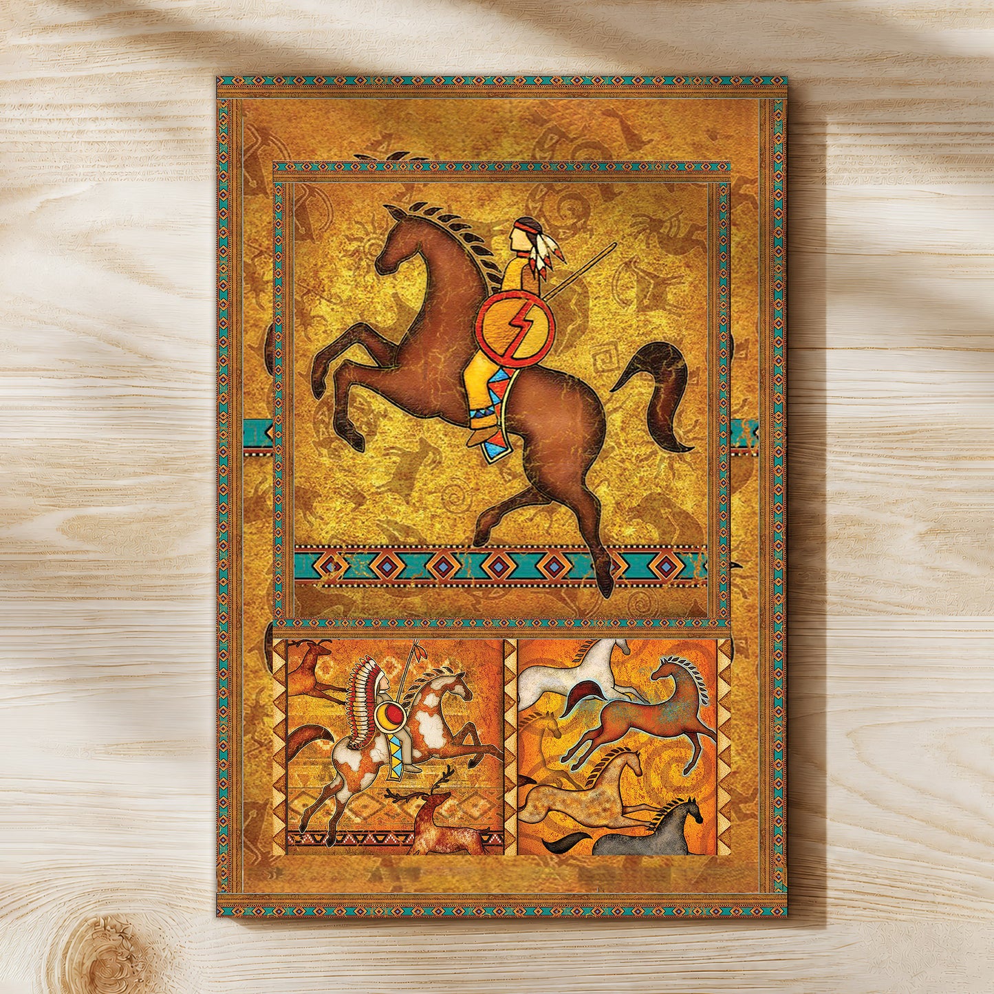 The Orange Native American Horse Poster/Canvas