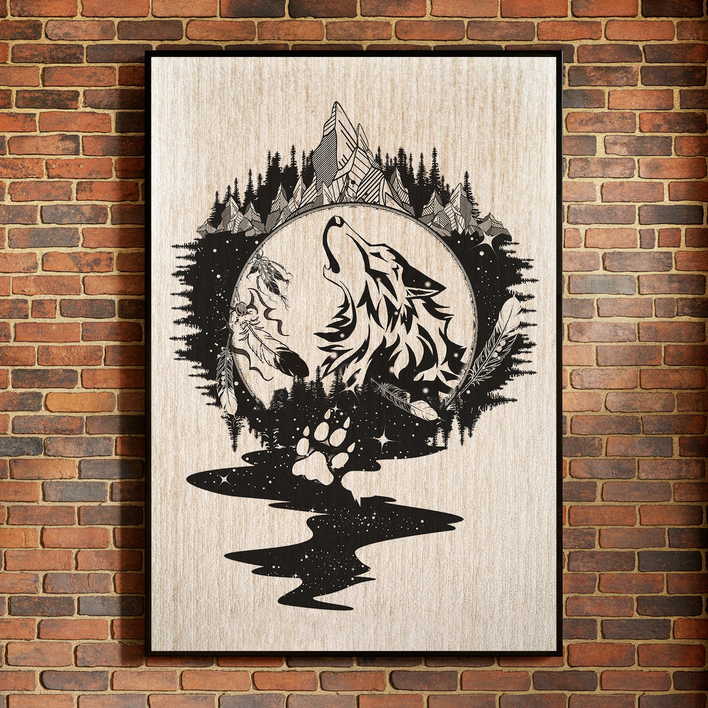 The Native American Howling Wolf Poster/Canvas