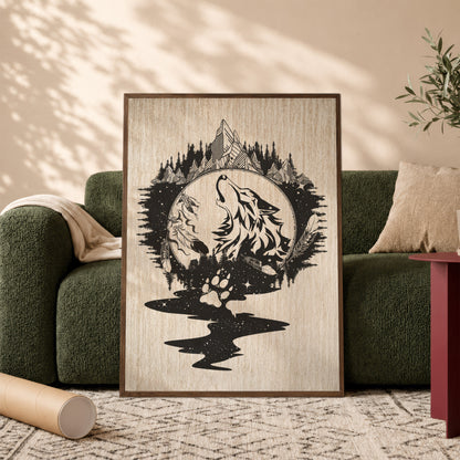 The Native American Howling Wolf Poster/Canvas
