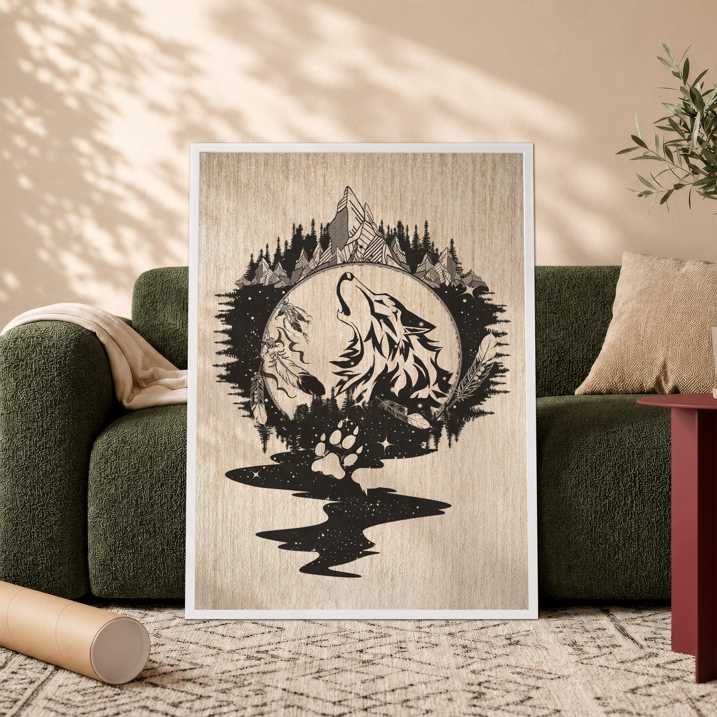The Native American Howling Wolf Poster/Canvas