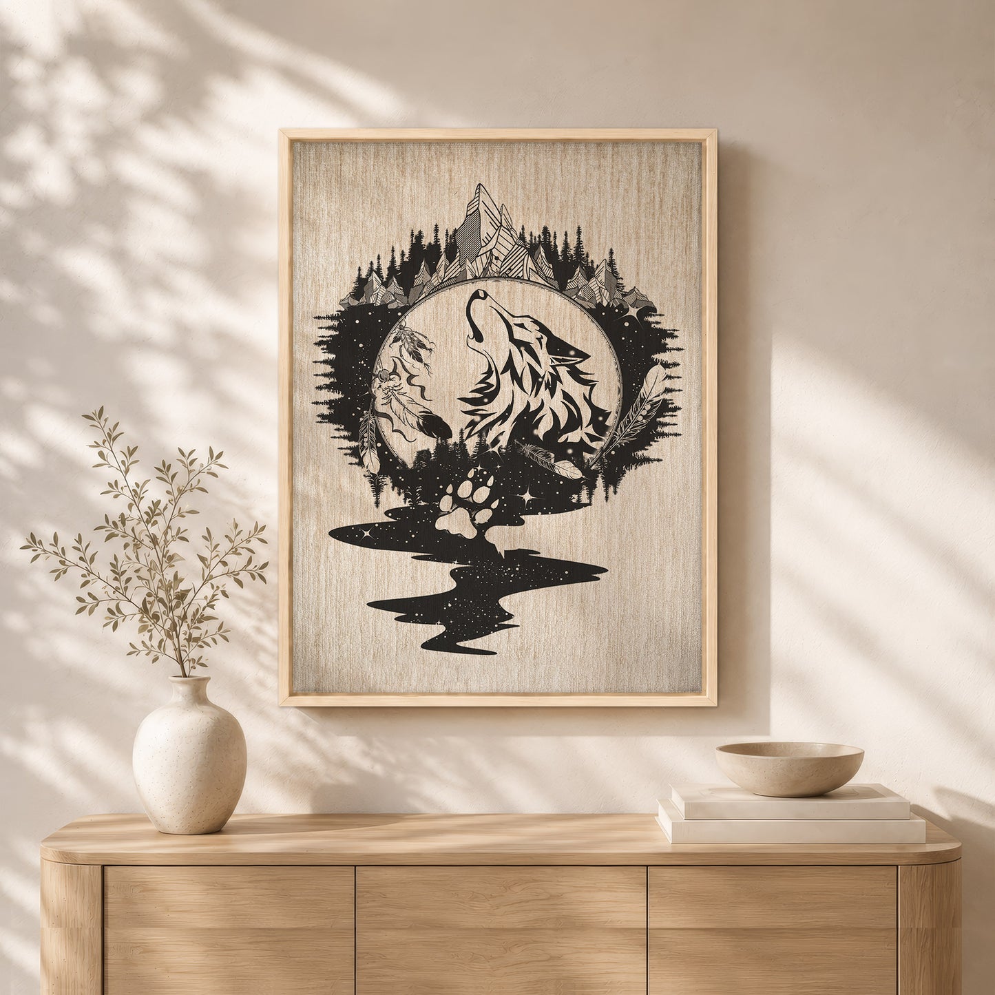 The Native American Howling Wolf Poster/Canvas
