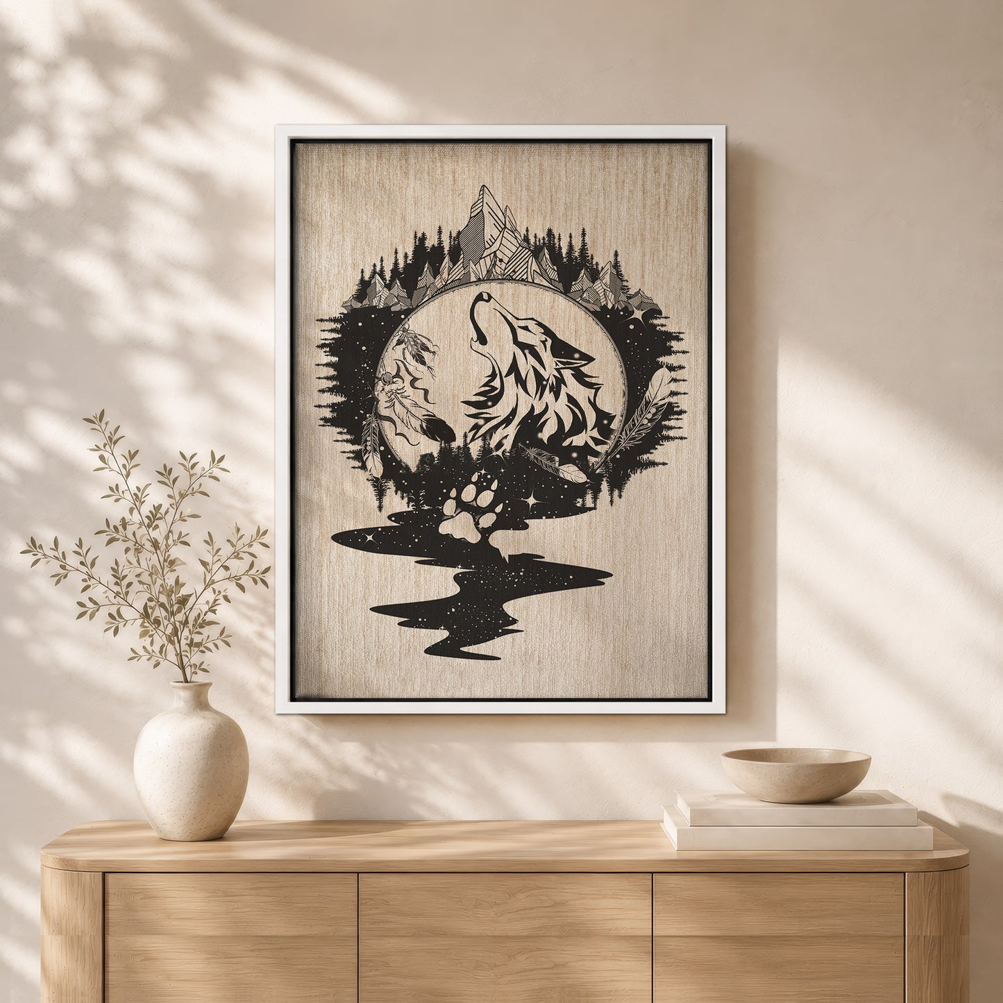 The Native American Howling Wolf Poster/Canvas