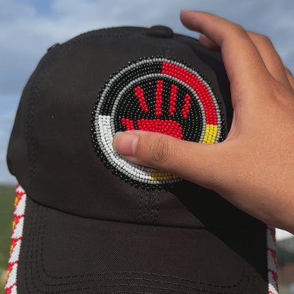 MMIW Feathers Cotton Unisex Baseball Cap With Beaded Patch Brim Native American Style