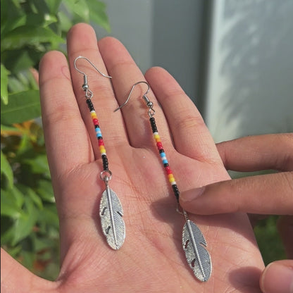 Blue Stick Pattern Beaded Handmade Earrings For Women