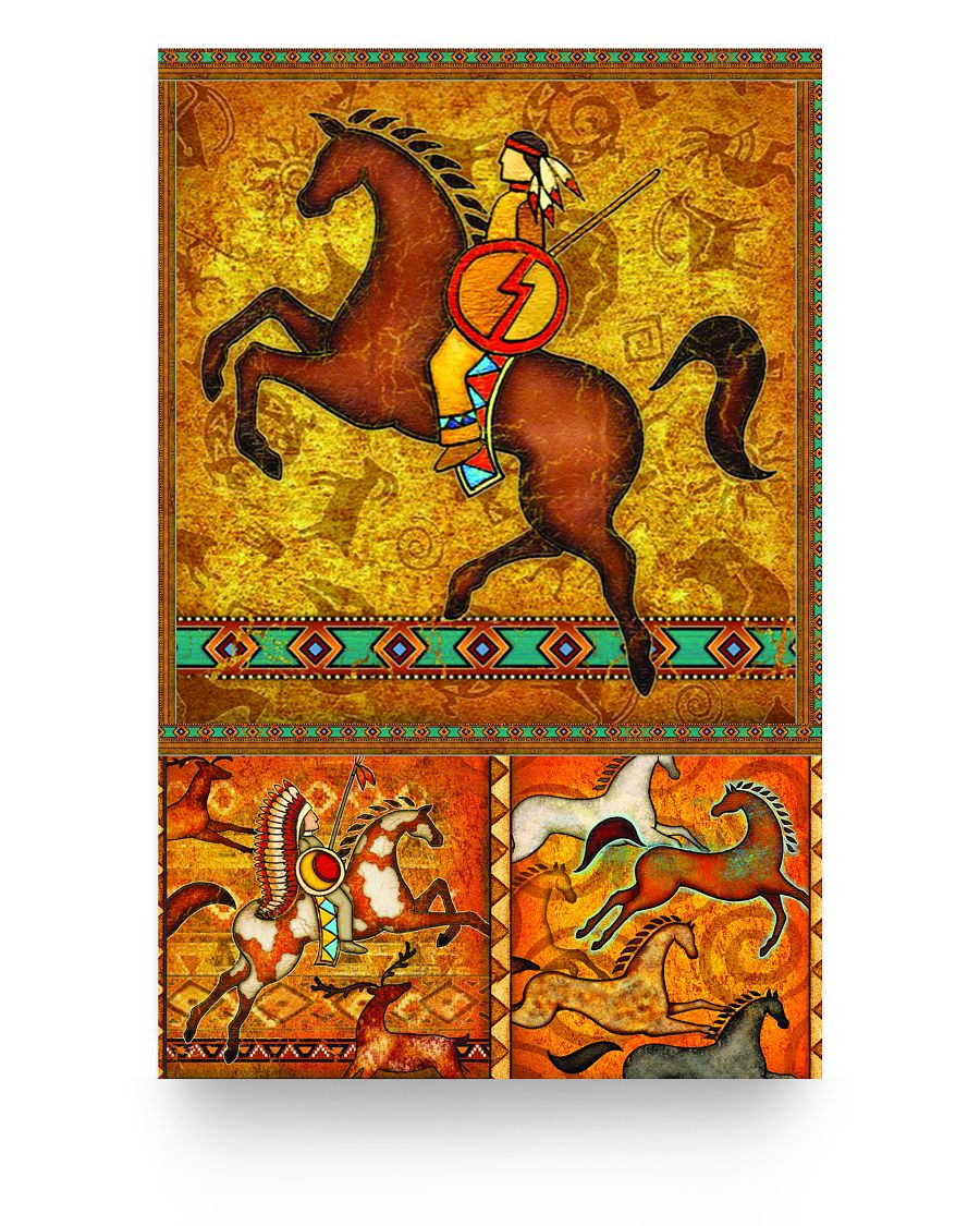 The Orange Native American Horse Poster/Canvas