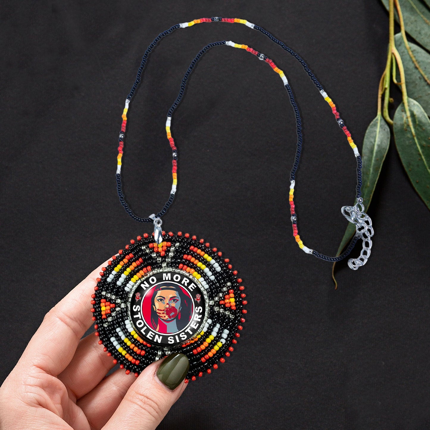 SALE 50% OFF - MMIW No More Stolen Sister Sunburst Handmade Beaded Wire Necklace Pendant For Women