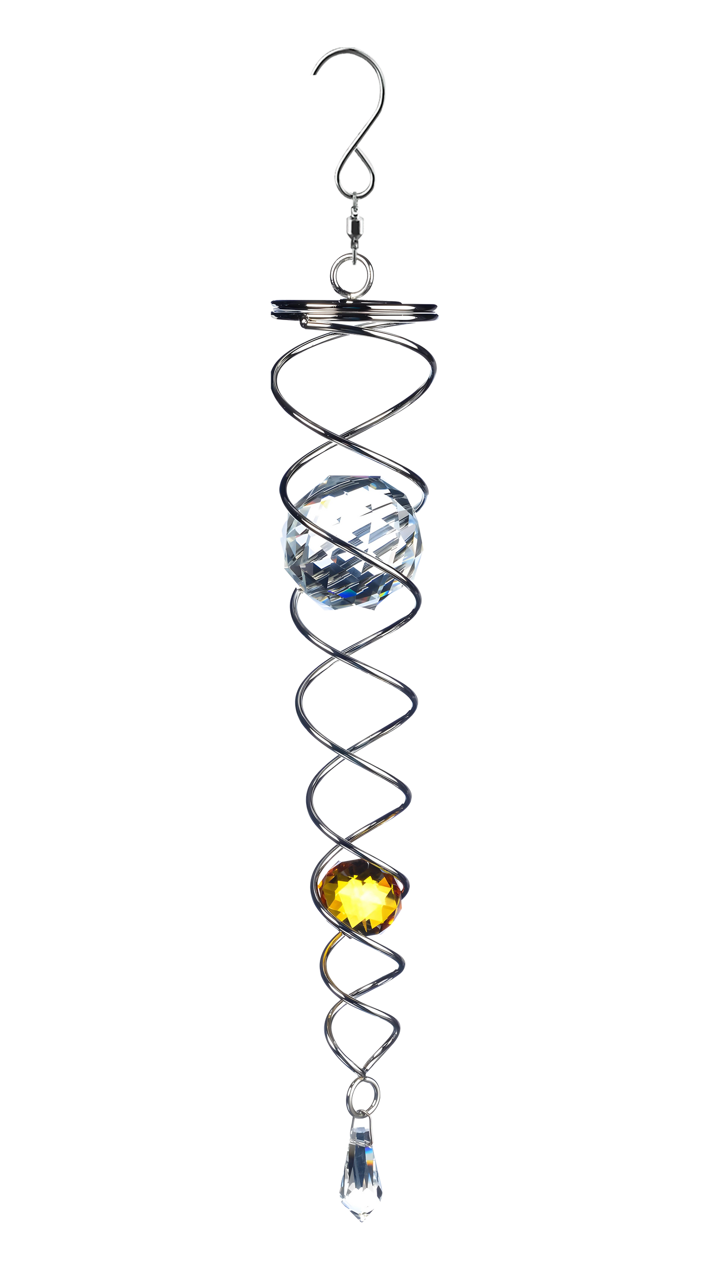 Spiral Tail For Wind Spinner In Stainless Steel And Sparkling Crystal