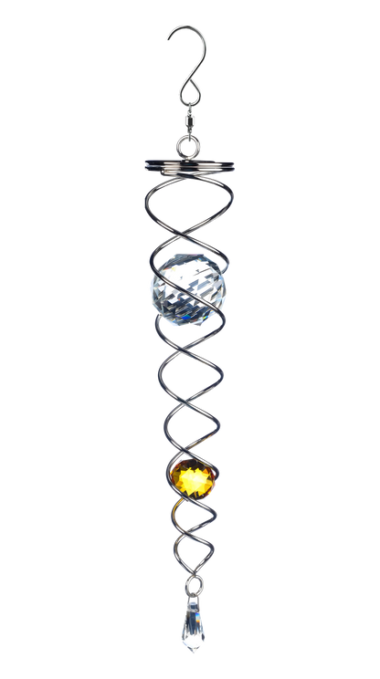 Spiral Tail For Wind Spinner In Stainless Steel And Sparkling Crystal